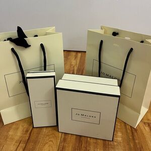 Jo Malone Cream and Black Gift Bag and boxes
